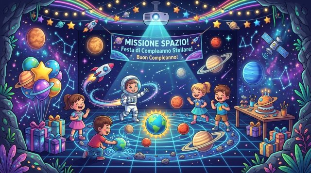 Allestimento di una festa a tema Spazio